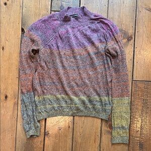 2000s era American Apparel Gaia sweater space dye pink, yellow, orange size M